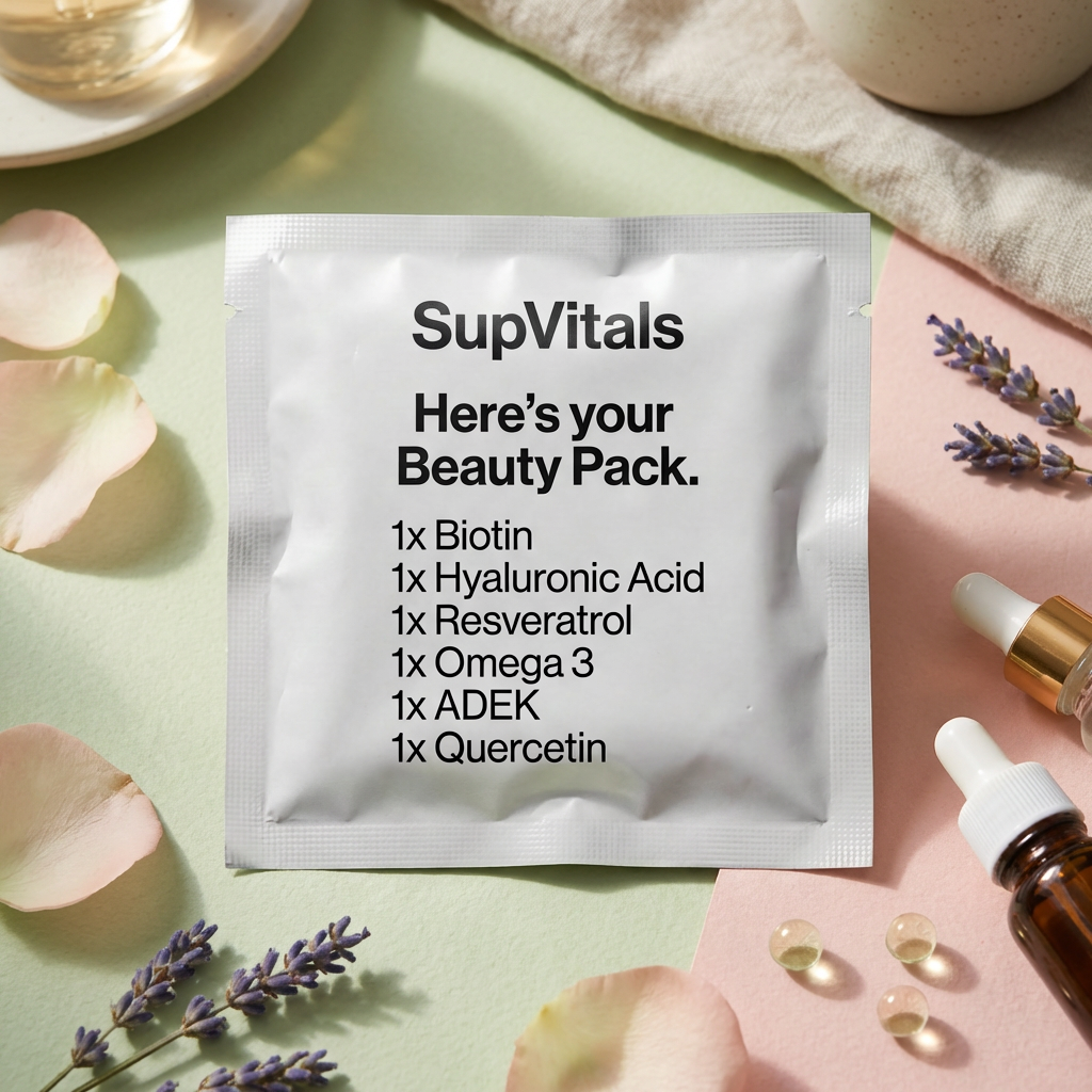 Beauty Pack – Hair Skin Nails Vitamins | Biotin, Hyaluronic Acid, Omega 3 (30 Daily Packs)