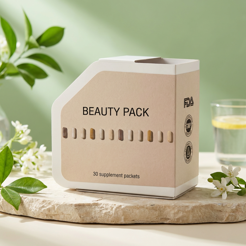 Beauty Pack – Hair Skin Nails Vitamins | Biotin, Hyaluronic Acid, Omega 3 (30 Daily Packs)