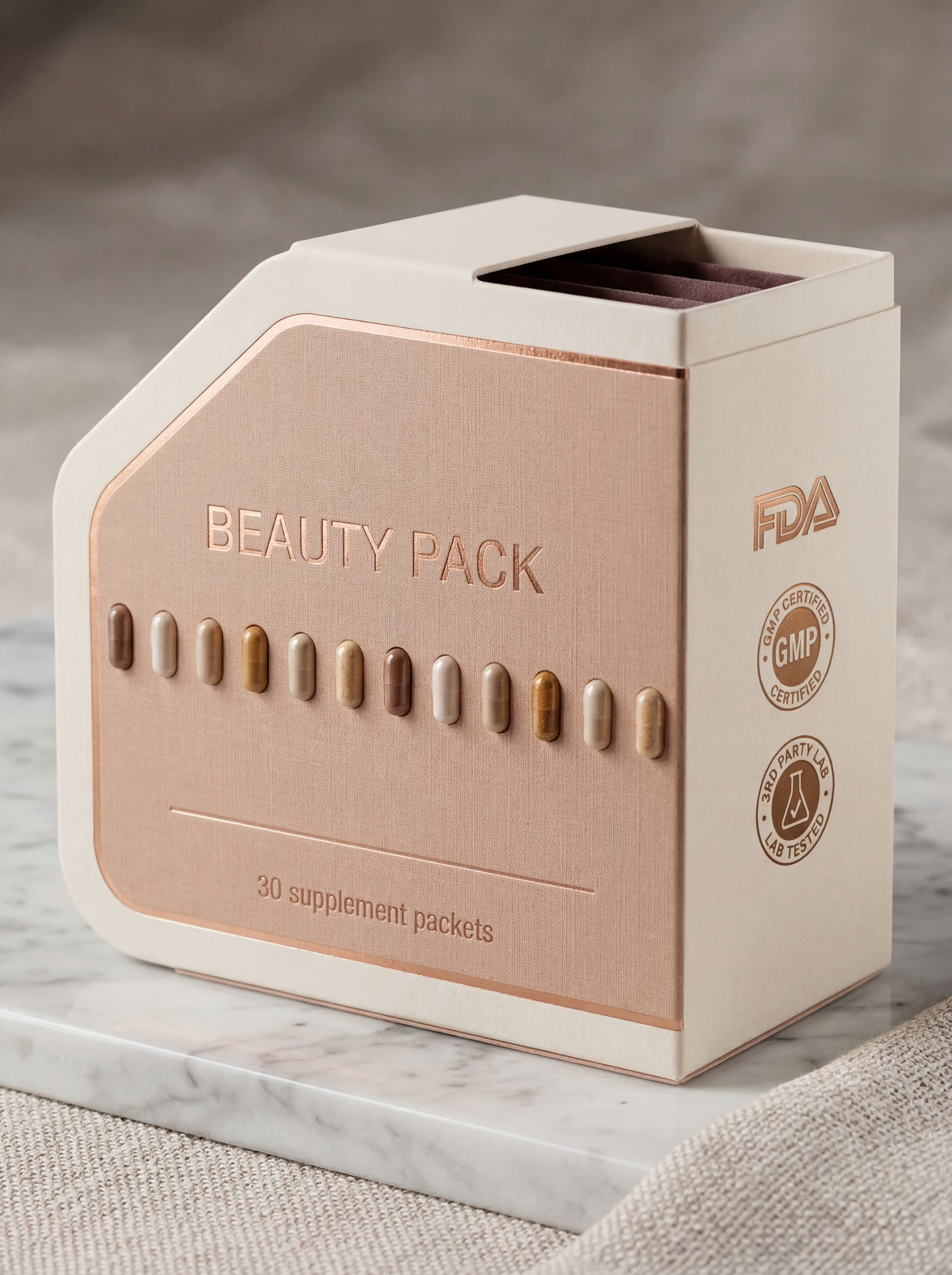 Beauty Pack – Hair Skin Nails Vitamins | Biotin, Hyaluronic Acid, Omega 3 (30 Daily Packs)